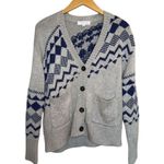 Derek Lam 10 Crosby Women's Fair Isle V-Neck Cardigan Sweater Size XS Blue Gray Photo 5