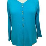Oh my Gauze blue button long sleeve Top Lagenlook boho beach Size M Photo 0