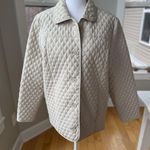 Vintage Nordic Lights Light Khaki Ivory Gingham Quilted Chore Jacket Coat Medium White Photo 8