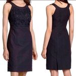 Anthropologie  Postmark Oleander Black Appliqué Lace floral Linen sheath dress 10 Photo 1
