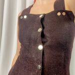 Cheryl Creations Wool Retro Chocolate Brown Overall Jumper Dress Boho Winter Size M Photo 2