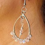 Silver Tone Drop Pale Pink Crystal Earrings Photo 2