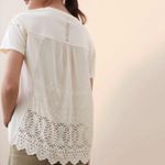 Anthropologie Tiny Dainty Ethereal Eyelet Lace Top Tee XS Ivory Cream Neutral Photo 2