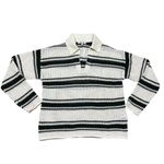 Madewell NWT Women's XS Open-Stitch Johnny Collar Sweater Summit Green Stripe Photo 3