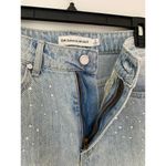 Rebecca Minkoff  Denim Jean Midi Skirt Double Side Slits Rhinestones Crystals 2 Photo 6