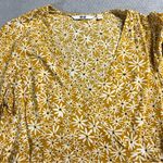 Uniqlo Printed V-Neck Long-Sleeve Mini Dress in Yellow & White Size XSmall EUC Photo 4