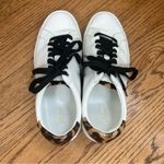 J.Crew | White Leather Animal Print Sneakers Photo 7