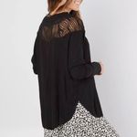 Free People  Spring Valley Black Thermal Lace-Trim Top W-128 Sz Small Photo 1