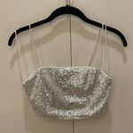 Princess Polly  silver sequin crop top size 4 #104 Photo 1
