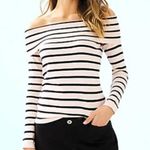 Lilly Pulitzer  Clarette Off the Shoulder Peony Blush Stripe Sweater Photo 4