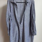 CP Shades  Womens Tunic Top Blue Long Sleeve 100%‎ Linen Medium Photo 0