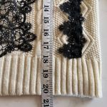 Pinko Cream Black Lace Long Sleeve Cable Knit Mock Neck Pullover Sweater Size XS Photo 5