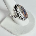 SUNSET Sodalite Genuine Stone 925 Sterling Silver Ring Blue Photo 1