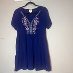 Knox Rose  Embroidered Tunic Blouse or Mini Dress Royal Blue Size Medium Photo 3
