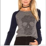 27 Miles Malibu 100% Cashmere Grey/Navy Jeweled Skull Sweater with thumbholes Gray Size XS Photo 0