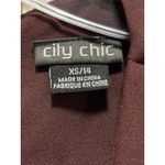 City Chic Burgundy Solid Sleeveless Fit Flare Dress Size XS/14 Back Zip Belt Photo 2