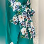 Lands' End Land’s End Women's Petite Side Tie Mini Green/Floral Swim Dress Swimsuit; 12P Photo 1