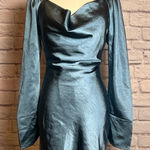 Lulus Satin Cowl Neck Dress Size XS Steel Blue NWT Photo 0