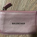 Balenciaga  logo pink metallic zip card case minor flaw like rubbing pictured Photo 0