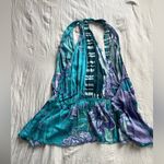 Free People  Floral Blue Striped Tropical
V Neck Tank Tie Size L Photo 6