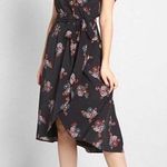 Modcloth Poetic Presence Surplice Floral Dress Black Small Photo 0
