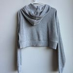 Alo Yoga ALO Muse Ribbed Heathered Gray Cropped Top HoodieTravel Athletic Size Small Photo 4