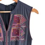 Madewell Embroidered Silk Folkway Jumpsuit in Black Sleeveless Crop Leg, Size 2 Photo 6