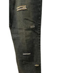 Ane' V Y2k Vintage Rhinestone Safety Pin Denim Blue Jeans Size 10 Bling Distress Photo 3