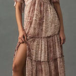 Anthropologie nwt  ruffle tiered midi maxi dress Python animal snake print boho Photo 0