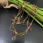 Amethyst Vintage Unsigned Purple Austrian Crystal Charm Gold-tone 54” Necklace Photo 0