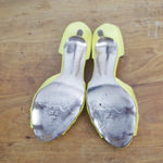 Nina New York Leather Soled Yellow Satin Rhinestone Heels Size 6.5M Photo 3