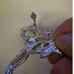 Vintage Rhinestone & Enamel Frog Pendant Magnetic Bail Photo 2