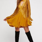 Free People Yellow Tell Tell Secret Origins Eyelash Lace Tunic Dress Size XS Photo 0
