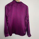 Fleur Du Mal Houndstooth Patterned Button Down Top Womens Small Violet Pink Photo 8