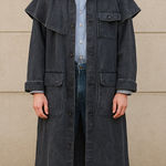 Australian Outback Collection Vintage Gray Denim Duster Trench Coat unisex Size M Photo 0