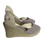 Soludos Marseille Wedge Ankle Tie Beige Neutral Linen Spain Size 8.5 Photo 1