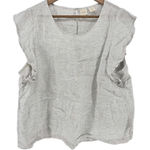 Catherine Malandrino Catherine‎ Malandrino XL Linen Striped Flutter Sleeve Top Blouse Photo 0