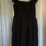 BLACK CHIFFON SMOCKED BODICE DRESS Sz: M Size M Photo 1