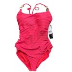 La Blanca  Linea Costa Cross Back One‎ Piece Swimsuit 10 Coral Photo 3
