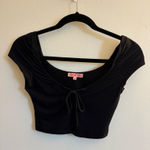 Verge Girl Elegant Black Tie-Front Crop Top Photo 0