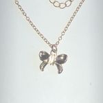 Gold Tone Enamel CZ Rhinestone Dainty Bow Pendant Boho Necklace Photo 5