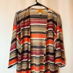 Ruby Rd. Multicolor Striped Cardigan Orange Size L Photo 2