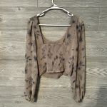 House of Harlow 1960 REVOLVE Womens S Blouse Smocked Top Floral Sheer small Gray Photo 1