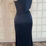 Kurt Thomas liquid blue stretch satin embellished one shoulder cutout gown Size 2 Photo 5