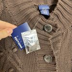 Women's Sweater Cardigan Espresso Chocolate Brown mock Y2K 90s Textured 3d Cable Size M Photo 8