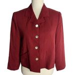Vintage Button Up Blazer Jacket 6 Maroon Red Lined Shoulder Pads Notch Collar Photo 0