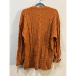 Talbots  Orange Cable Knit V Neck Cardigan Sweater Size XL  Long Line Wool Blend Photo 2