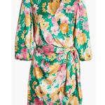 Charles Henry Green Floral Satin Wrap Minidress XL Photo 1