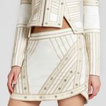 BCBGMAXAZRIA  Cream Gold Kanya Bordado‎ Embellished Mini Skirt S Small Mirror Photo 0