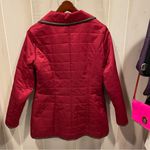Pendleton Cute  cranberry quilted faux leather trim jacket pockets snaps lined Photo 8
